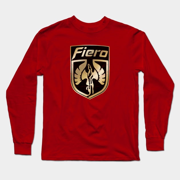 Gold Pontiac Fiero Logo Long Sleeve T-Shirt by Turboglyde